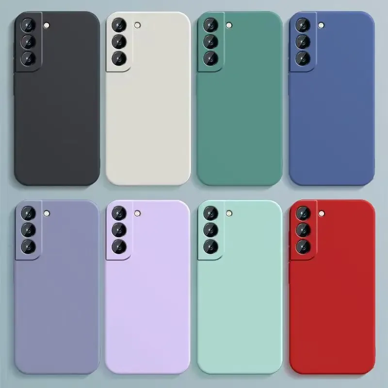 Quadratische Flüssigsilikonhülle für Samsung Galaxy S21 S22 S23 S24 S25 FE Cover S 21 22 23 24 25 Plus Ultra Kamera-Schutzhülle