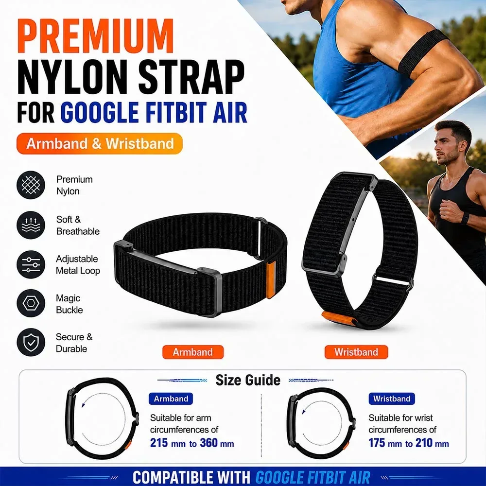 Bizepsband-Armband für Google Fitbit Air, Nylon-Armband/Handgelenksband, Fitness-Tracker-Ersatzband für Google Fitbit Air