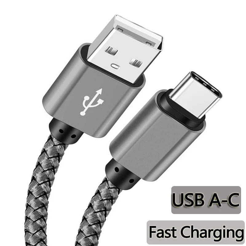 Nylon Datenkabel Schnellladegerät USB A auf Typ C Ladekabel für Huawei Samsung Android Telefon TypeC Ladegerät 1M 2M 3M