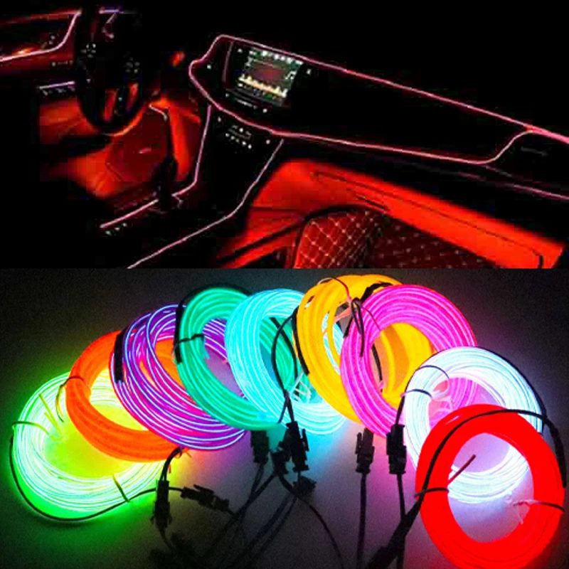 1M/2M/3M/5M Auto Innen Led Dekorative Lampe EL Verdrahtung Neon Streifen für Auto DIY Flexible Umgebungs Licht Party Atmosphäre Diode USB