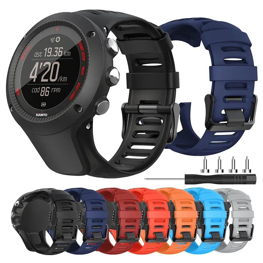 Silikonarmband für SUUNTO Ambit 1/Ambit 2/Ambit 3, Ersatz-Uhrenarmband für Suunto AMBIT 1/2/2S/2R/3P/3S/3R