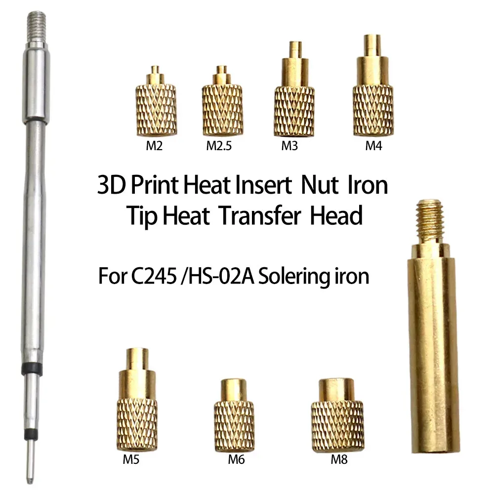 Wärmeeinsatz Mutter Eisen Spitze C245/T3A Lötkolben Einsatz Innengewinde Kopf M2-M8 Messing Hot Melt Einsatz Mutter Einsetzen Kit