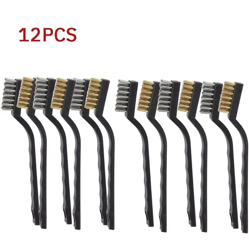 6 Or 12 Stück Industrielle Zahnbürste Mini Kupfer Stahldrahtbürste Edelstahl Drahtbürste Schmutz Harte Reinigungszahnbürste