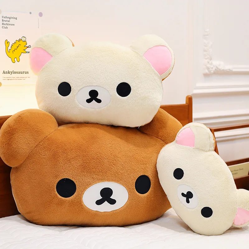 Neues Rilakkuma Großkopf-Plüschkissen, große Größe, niedliches, weiches Stofftierkissen, Schlafzimmer-Sofa-Dekoration, Unisex-Geschenk für Männer und Frauen
