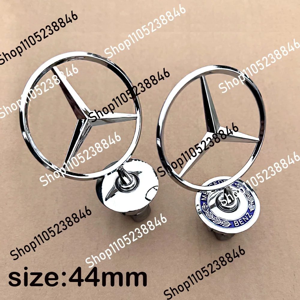 1 Stück 44MM Chrom Auto Stern Motorhaube Emblem Logo für Mercedes Benz C E S Klasse W204 W205 W212 W213 W211 W220 W222 W223