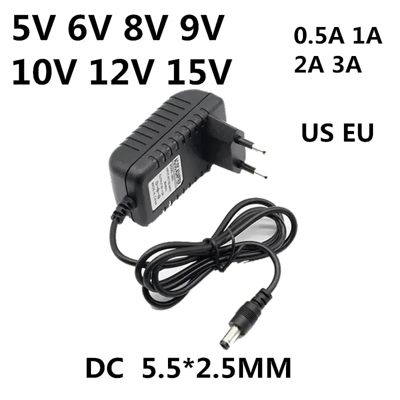 AC 110-240V DC 5V 6V 8V 9V 10V 12V 15V 0,5A 1A 2A 3A Universelles Netzteil Ladegerät Adapter EU US für LED-Lichtstreifen