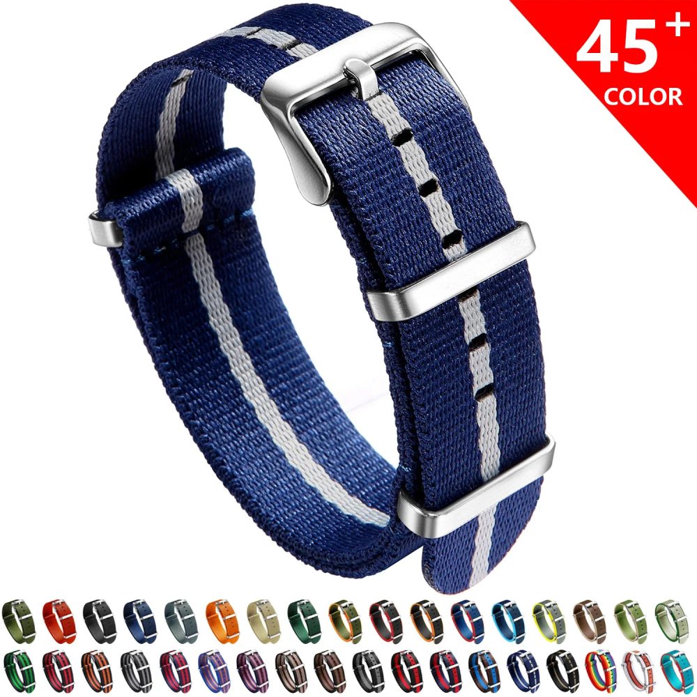 Nylon-Uhrenarmband, 20 mm, 22 mm, bequeme Uhrenarmbänder, Schlaufe, militärisch, waschbar, für Herren-Uhrenarmbänder