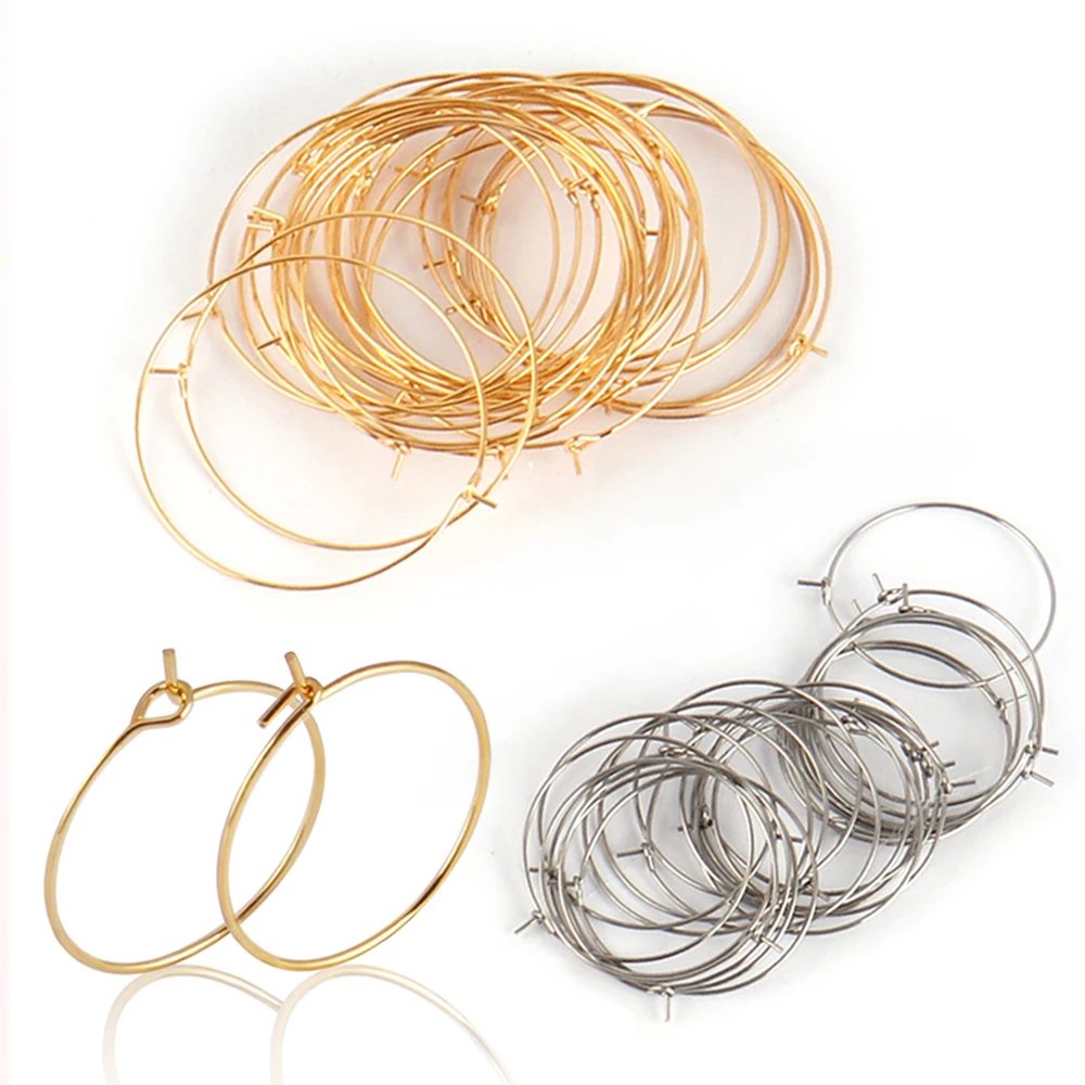 20pcs 316l Edelstahl 20mm 25mm große Kreis Ohrringe Draht Creolen Loop Ohrringe DIY baumeln Ohrring Herstellung liefert Zubehör