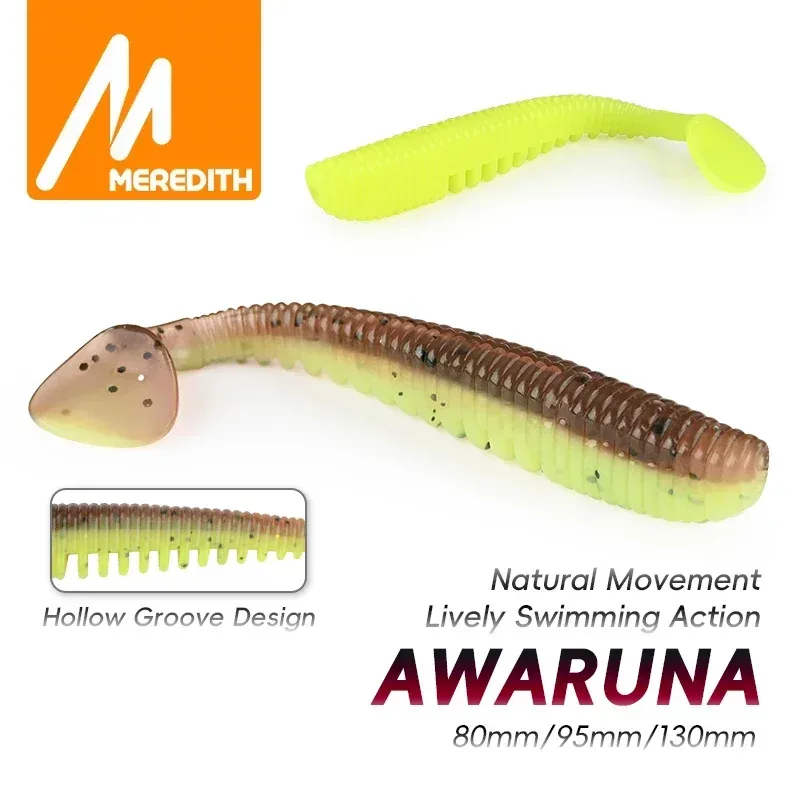 MEREDITH Awaruna Angelköder 8cm 9,5cm 13cm Künstliche Köder Wobbler Weichköder Shad Karpfen Silikon Angelweichköder Angelzubehör