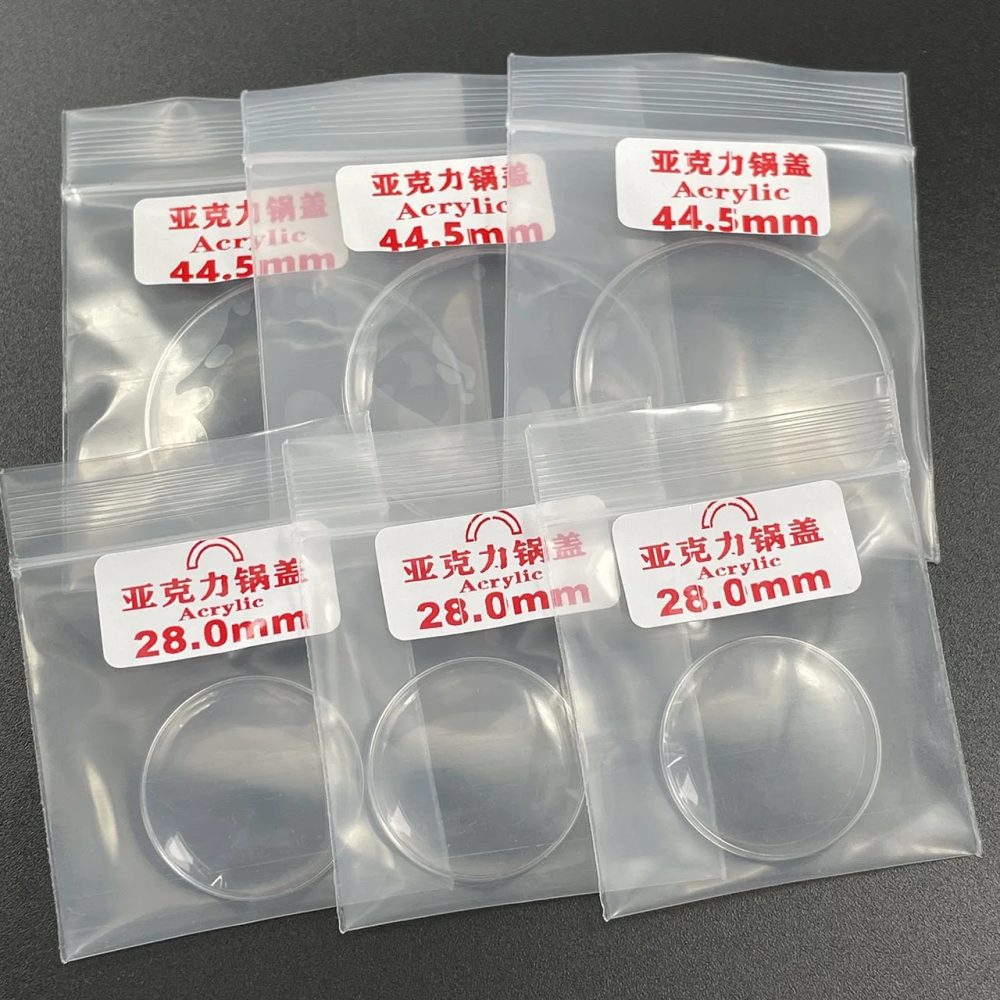 Uhrenglas aus Acryl-Kunststoff mit Deckel, vordere Abdeckung, 28 mm-38 mm Durchmesser, Uhrenreparaturteil