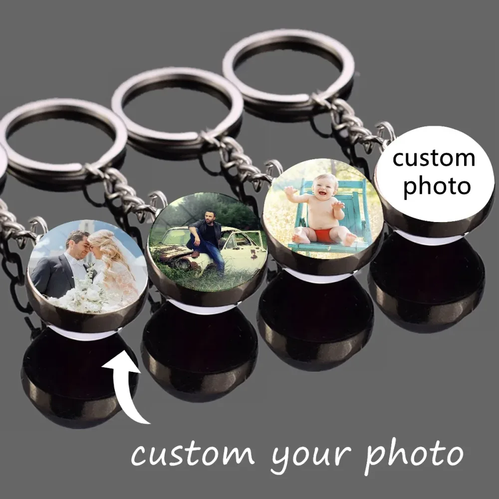 Personalisierter Foto-Schlüsselanhänger, individueller Gall-Ball-Schlüsselanhänger, Auto-Schlüsselanhänger, Geldbörse, Charm, Weihnachtsgeschenke