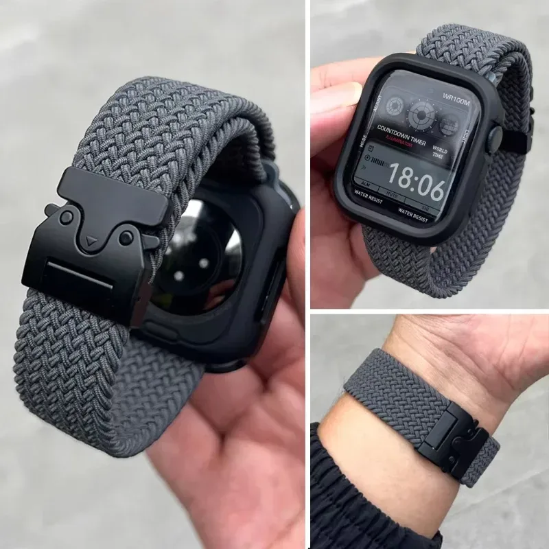 Fallschirmgurt-Armbänder für Apple Watch 10 11 Band 46/42mm 45mm Ultra 49mm 44mm 41mm Geflochtenes Armband Correa iWatch Series 9 8 SE 5 6 7