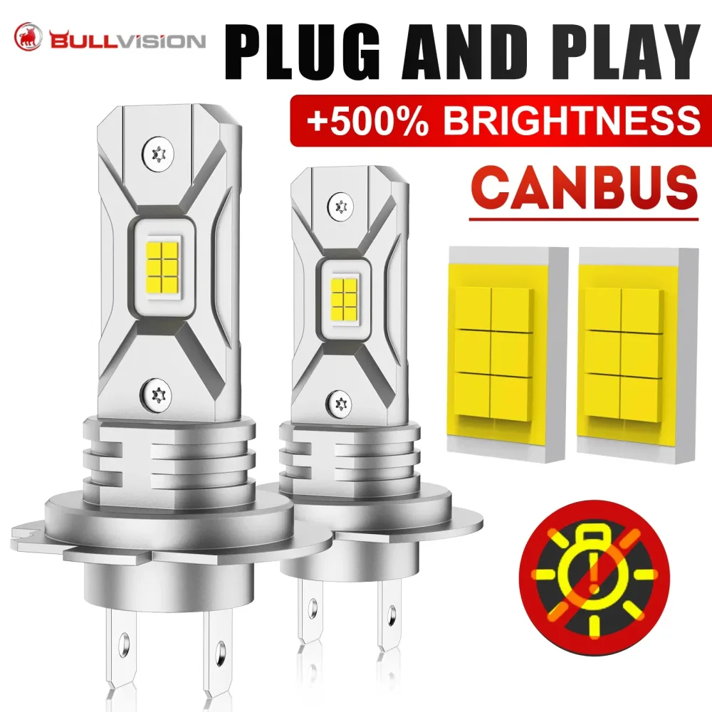 2 Stück Turbo H7 LED Canbus-Licht 5570 CSP 1:1 Mini-Größe Auto-Scheinwerfer Superhell Kabellose H7 Diodenbirne 12V Weiß 6000K Lampe