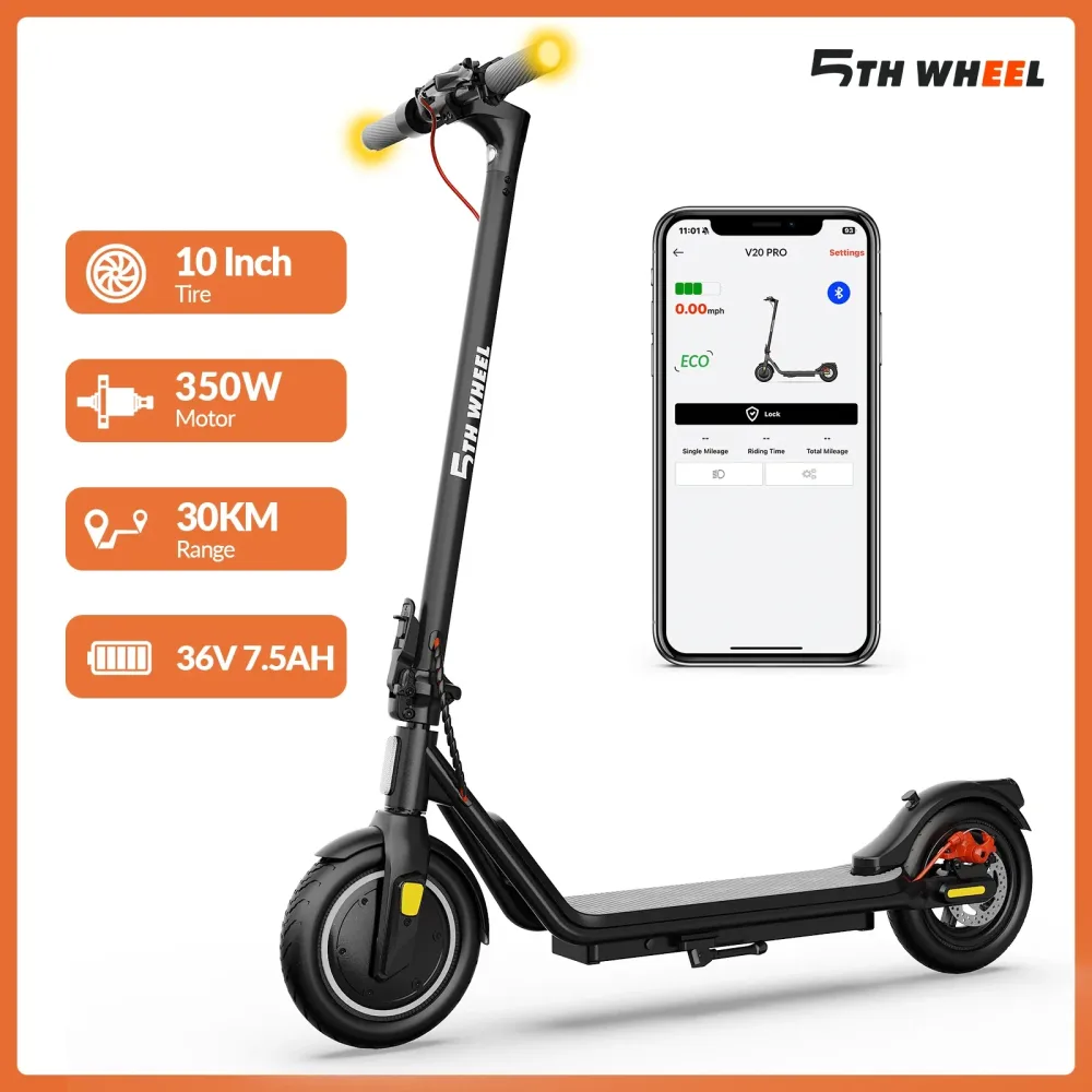5TH WHEEL Elektroroller, 350W Motor, Reichweite 30km, 10*2.125