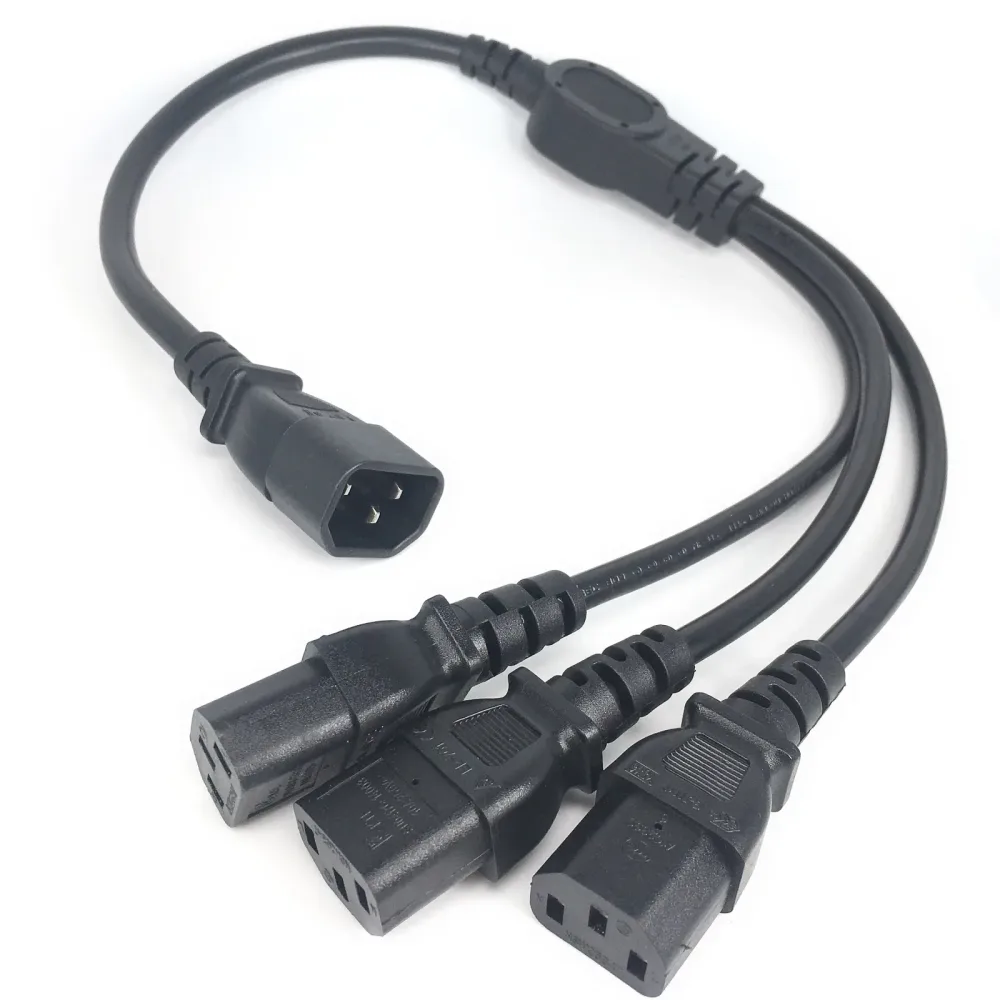 Hochwertiger IEC 320 C14-Stecker auf 3XC13-Buchse, Y-Typ-Splitter-Netzkabel, C14 auf 3 x C13, 250 V/10 A, hochwertiges IEC 320 C