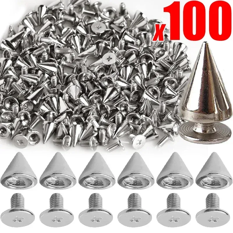 10/100 stücke Punk Metall Spikes Doppel Kappe Silber Nieten Kegel Studs DIY Taschen Kleidung Spike Runde Nagel Niet handwerk Liefert
