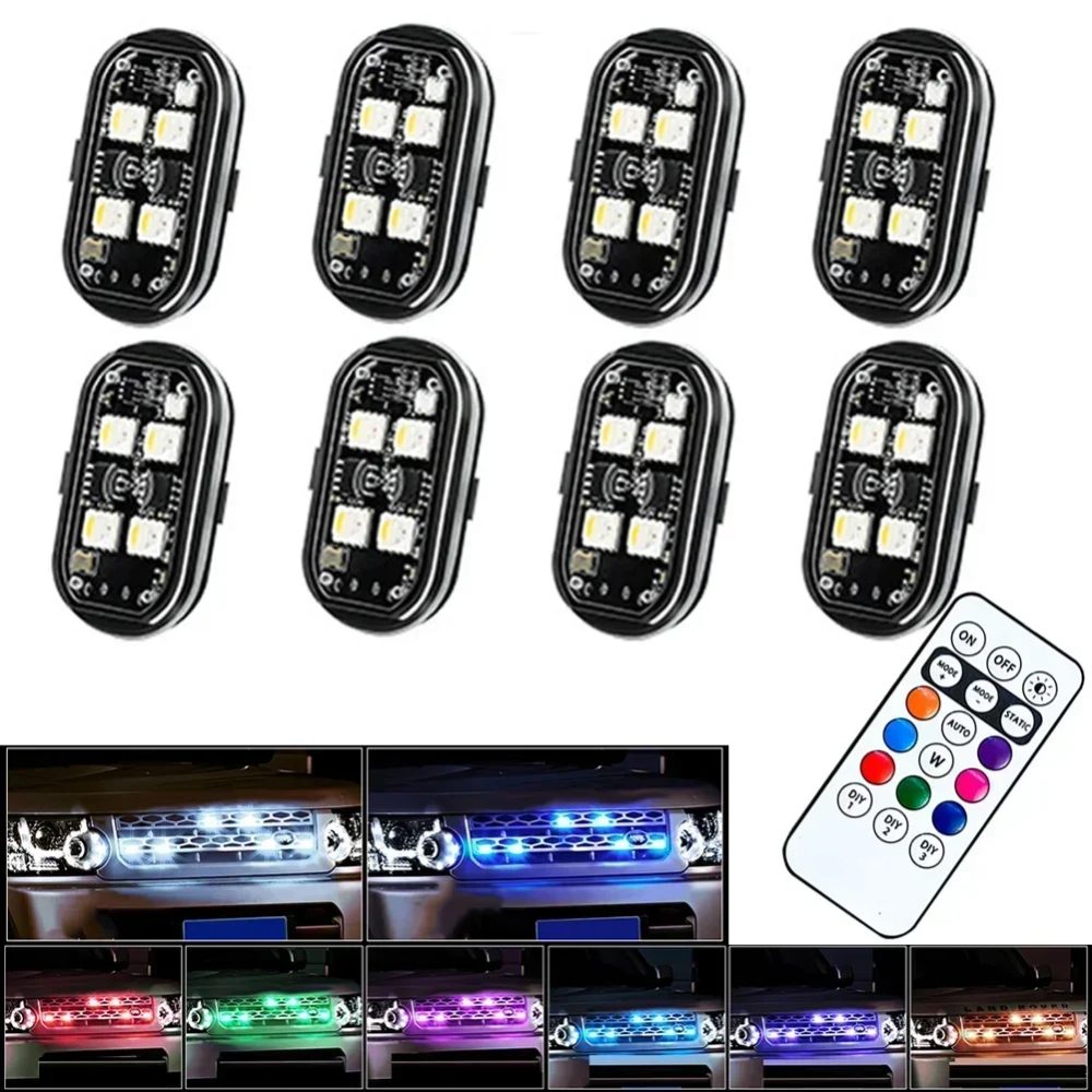 Drahtlose RGB-LED-Blitzlichter, Motorradbeleuchtung, LED-Blitz mit USB-Ladeleuchte, Flugzeug, Flugzeug, Hubschrauber, Warnleuchten