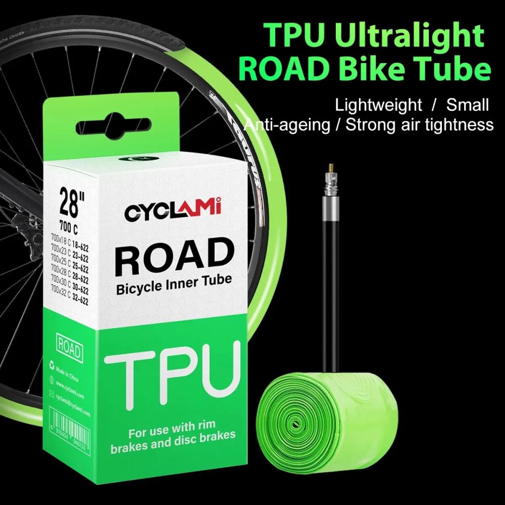 CYCLAMI Ultraleichter 30g Fahrradschlauch aus TPU-Material 700C 18-32 Rennradreifen 45mm 65mm 85mm Länge Französisches Ventil