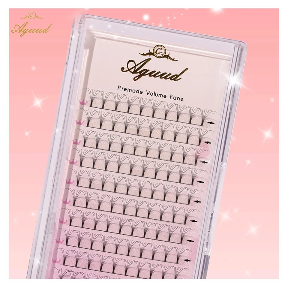 AGUUD Wimpern, kurzer Stiel, vorgefertigte Volumenfächer, 3D/4D/5D/6D, künstlicher Nerz, russisches Volumen, Wimpernverlängerung, professionelles Wimpernzubehör