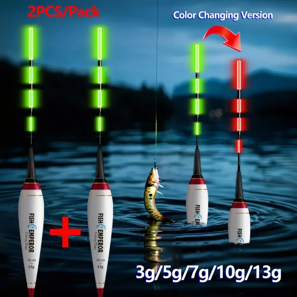 Bite Float 2 Stück Intelligente Farbwechselnde Elektronische Angel-LED-Leuchtköder für Europäisches Karpfenangeln