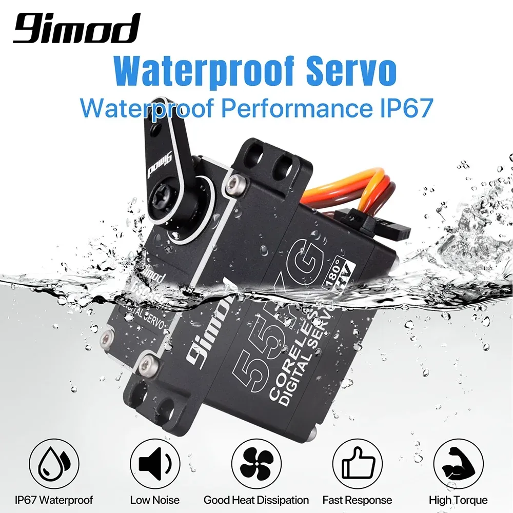 9imod 55 kg wasserdichtes Servo IP67 180/270 Magnetsensor High Torque Coreless Digital Servo Vollmetallgetriebe für 1/8 1/10 RC-Autos