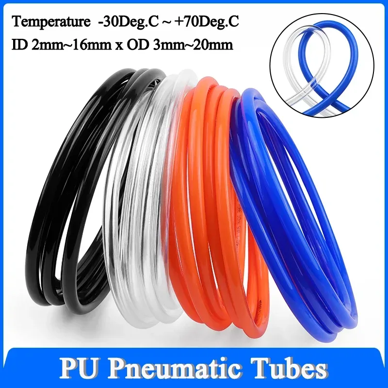 1 ~ 10 m PU-Schlauch, Pneumatikschlauch, Außendurchmesser 3 mm, 4 mm, 6 mm, 8 mm, 10 mm, 12 mm, 14 mm, 16 mm, 18 mm, 20 mm, Luftschlauch, Polyurethan-Rohr, Luftkomponentenschlauch
