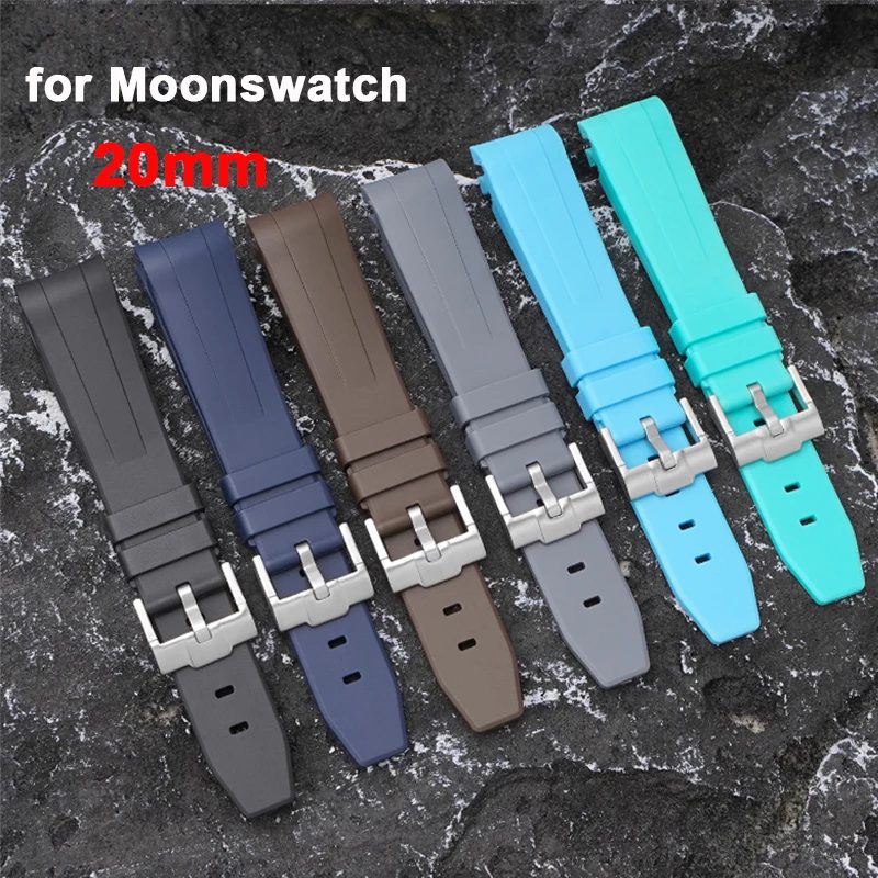 TPU-Gummiarmband 20mm für Swatch X Omega Joint MoonSwatch Sportuhren mit gebogenem Ende, Armband für Rolex Water Ghost Daytona