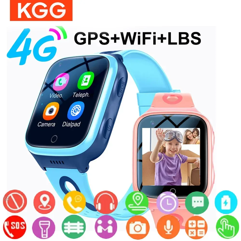 KGG 4G Smart Watch Kinder GPS WiFi 1000 mAh Videoanruf Tracker Standort SOS Anruf Zurück Monitor Telefon Uhr Smartwatch Kinder Geschenke