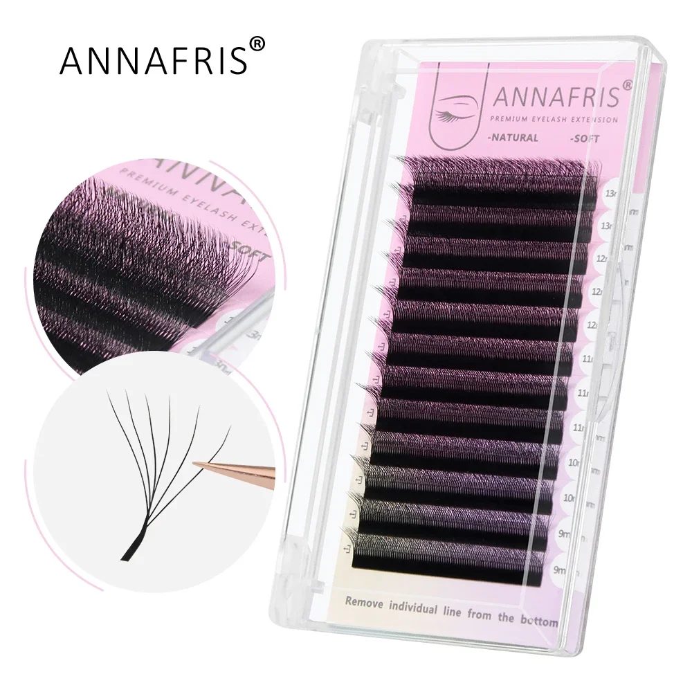 ANNAFRIS 6D W Wimpernverlängerung, natürlich, weich, vorgefertigt, Volumenfächer, 6D W, einfache Fächerwimpern