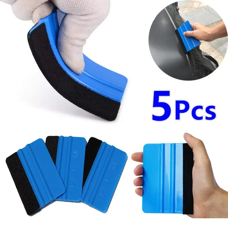 5Pcs Auto Aufkleber Film Installieren Rakel Vinyl Carbon Faser Schaber mit Filz Rakel Werkzeug Film Verpackung Auto Wrap werkzeuge 10x7cm