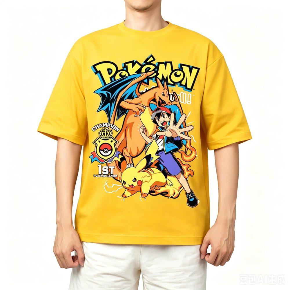 2026 Pokemon Baumwoll-T-Shirt für Erwachsene & Kinder, Pikachu, Gengar, Mew, Kurzarm-Shirt für Jungen