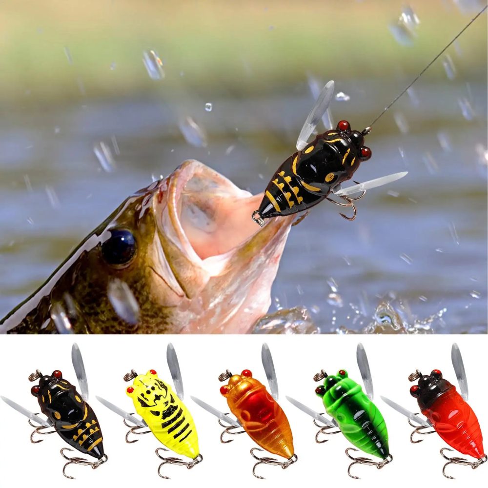 4 cm/5,5 g Zikade-Köder zum Angeln, realistische Zikade, harter Fischköder, Angel-Zikade-Köder, Angelköder, Köder zum Angeln, Topwater-Köder