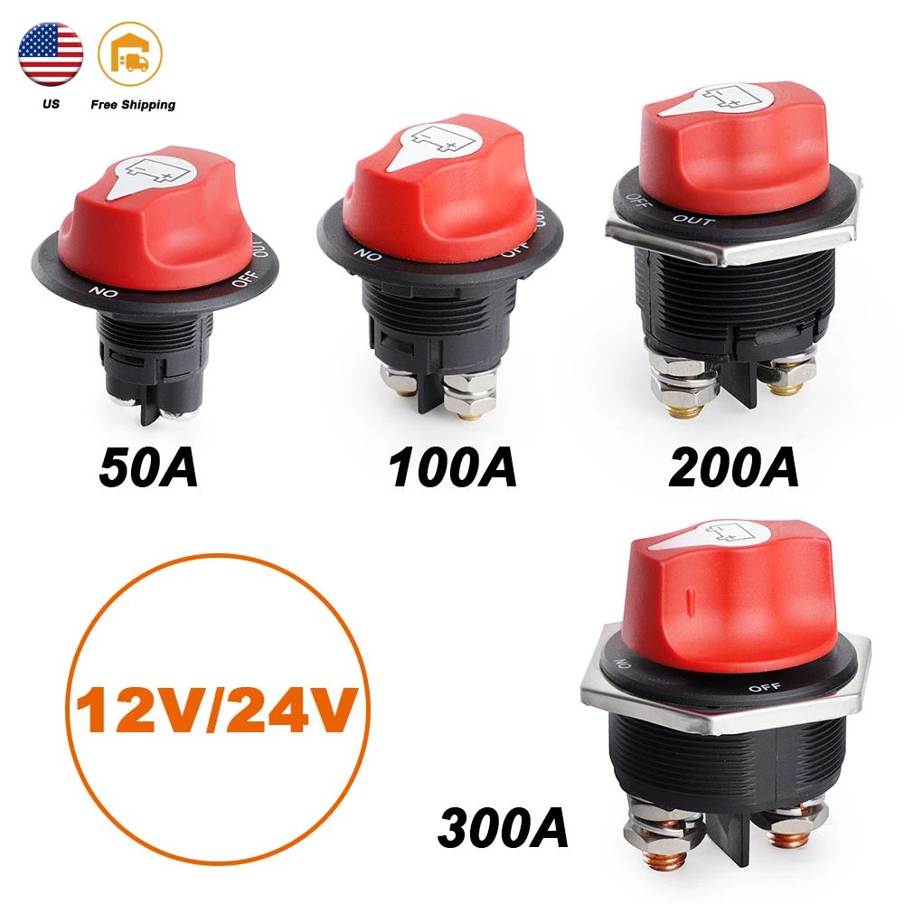 50A 100A 200A 300A DC 12V Auto-Rallye-Batterie-Trennschalter-Kit für LKW, PKW, Motorrad, Boot