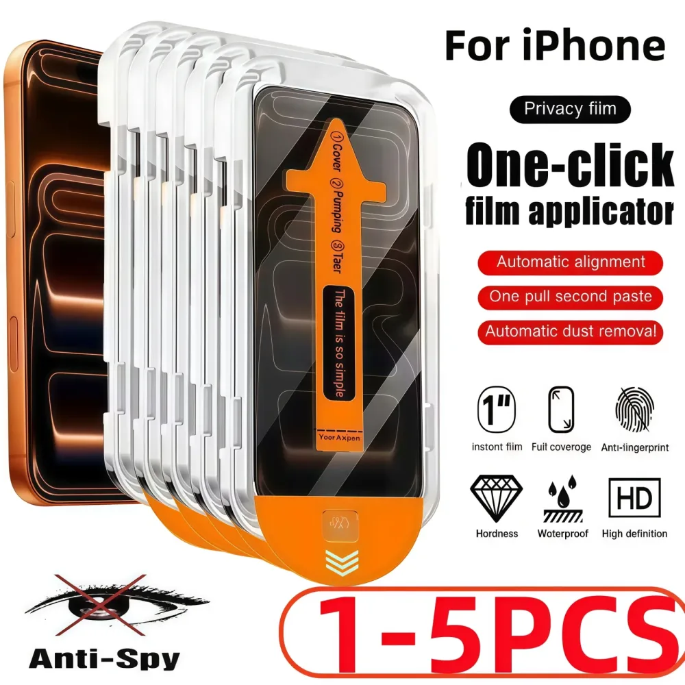 1?5 Stück einfache Installation, Anti-Peeping-Hartfolie, geeignet für iPhone 17, 16, 15, 14, 13, 12, 11 Pro Max Mini Plus XR XS