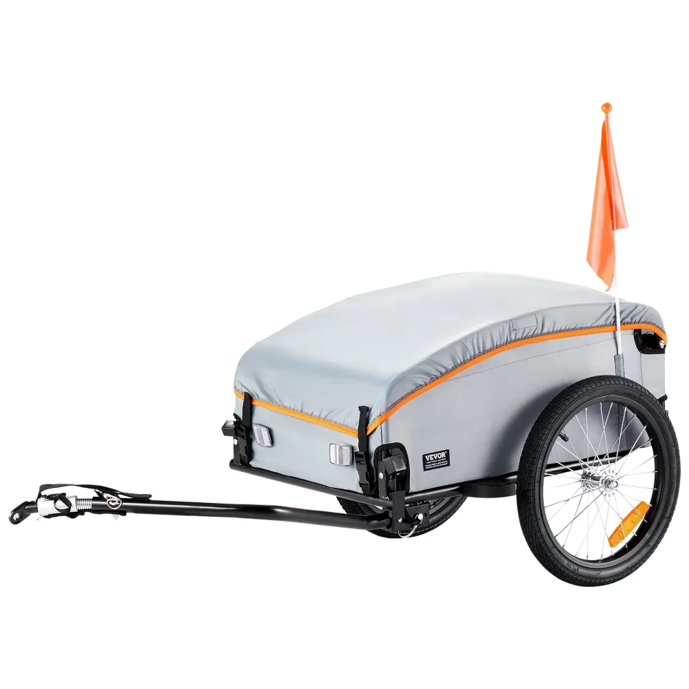 SucceBuy 100 lbs Fahrrad-Frachtanhänger, faltbarer Fahrradwagen mit wasserdichter Abdeckung und sicheren Reflektoren, passend für 22