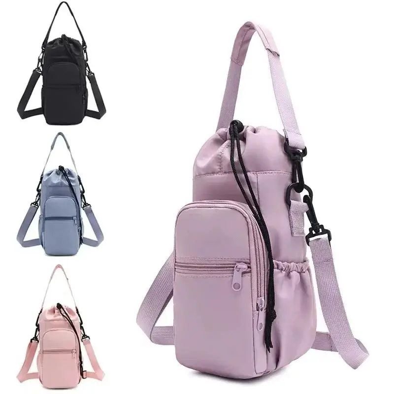 Tragbare Wasserflaschentasche mit verstellbarem Riemen, Thermobecher, isolierte Schutzhülle, Handytasche, Outdoor-Sport-Reisetasche