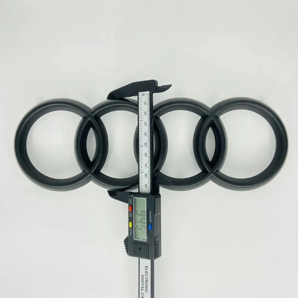 Schwarz/Silber 4-Ring ABS Auto Motorhaube Frontgrill Heckklappe Emblem Logo Abzeichen Aufkleber für Audi A3 A4 A5 A6 A7 Q2 Q3 Q5 Q8 TT