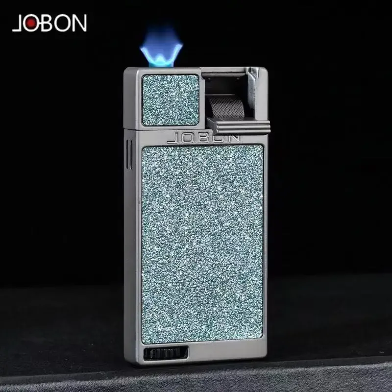 JOBON Kreatives Neues Design Ultra-dünnes Flachflammen-Sturmfeuerzeug Metall Gerade Blaue Flamme