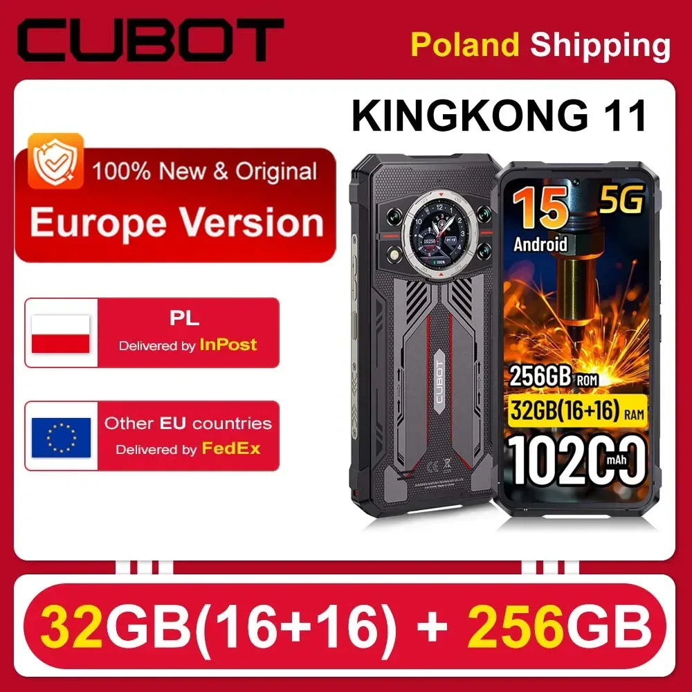 [Versand aus Polen] Robustes Smartphone 5G Cubot KingKong 11 32GB(16+16)+256GB 10200mAh 6,72'' Mobiltelefon NFC Android 15