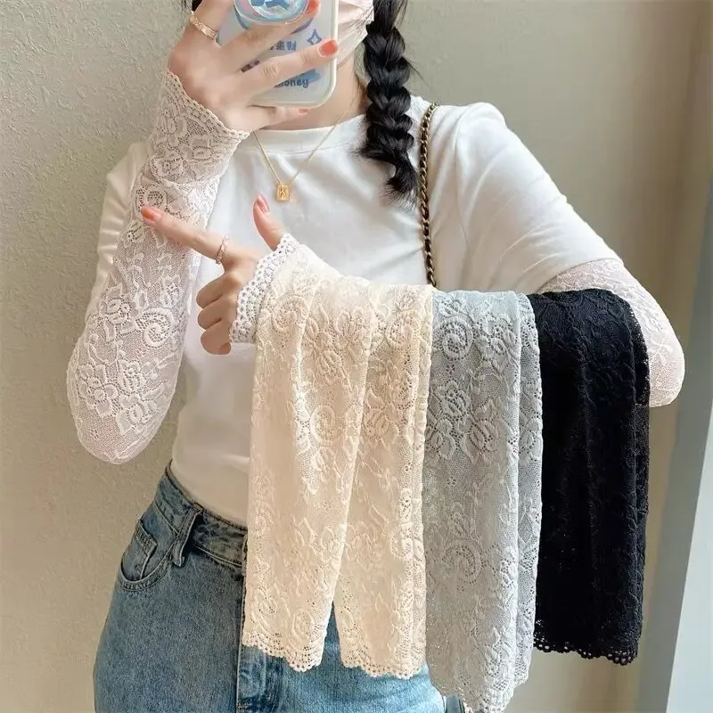 Damen-Sonnenschutz-Armstulpen aus Spitze mit Blumenmuster, atmungsaktives Netzgewebe, Sonnenschutz-Armüberzüge, zum Abdecken von Narben und Tattoos
