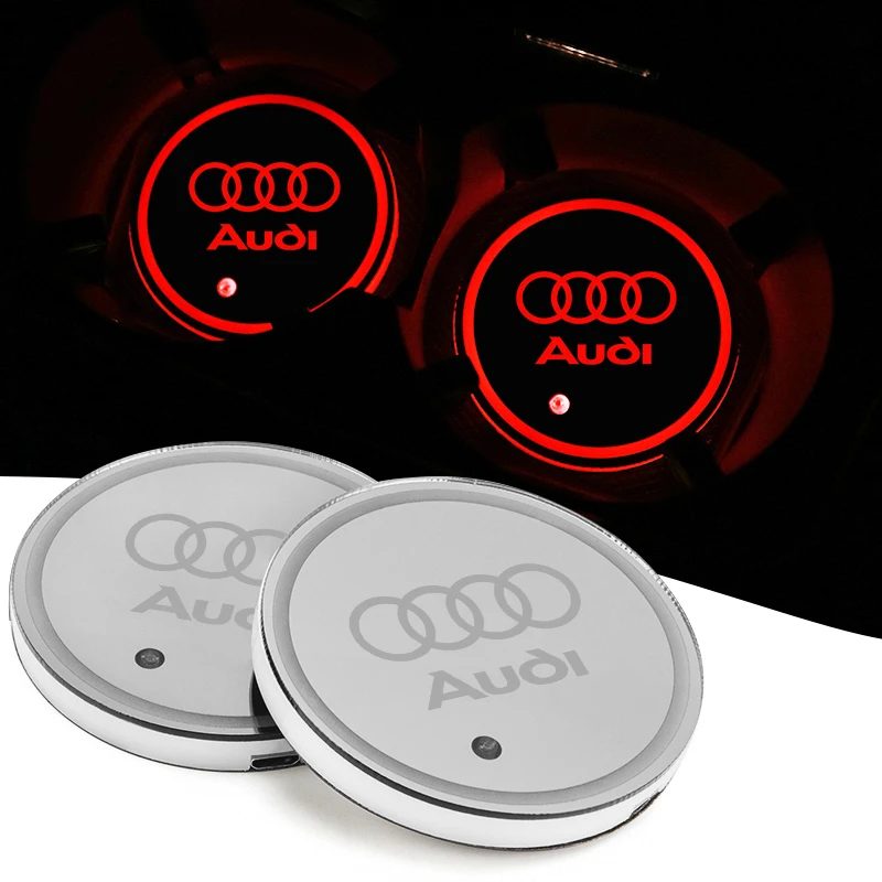 1/2 Stück Leuchtende Untersetzer für Auto-Getränkehalter für Audi A3 A4 A6 C6 B8 8P Q3 B7 A5 A1 Sline C5 8V Q5 B6 B9 RS Q7 A7 A8 S3 S4