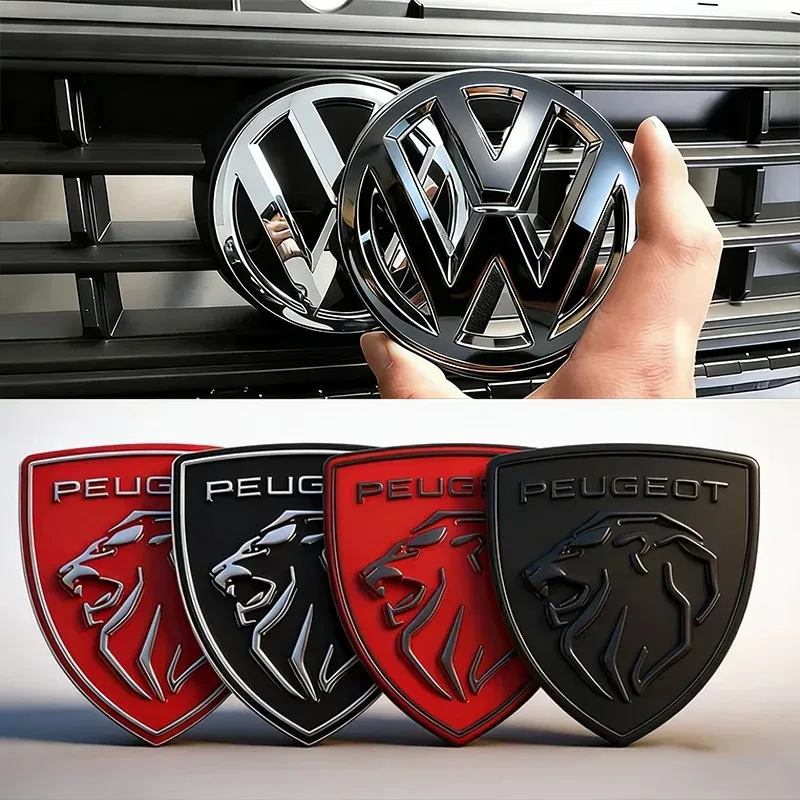 Auto-Logo Frontgrill Heckklappen-Dekorationsaufkleber für Peugeot für VW GTI Golf MK6 MK7 Polo Passat B7 CC Tiguan CC/Autoschlüsselanhänger