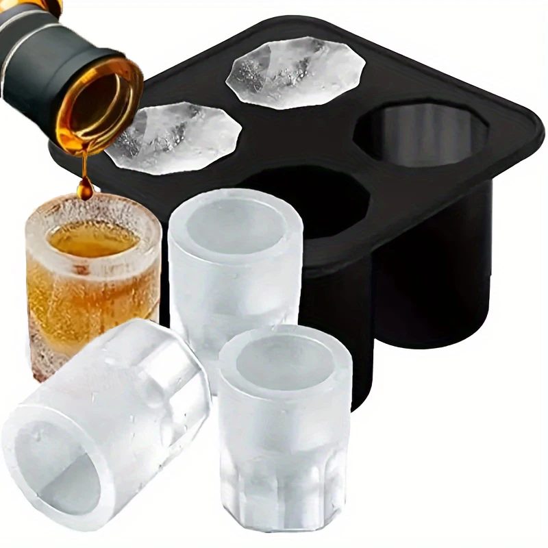 Silikon Eiswürfel Form Vier Loch Presse Eis Block Maker Kreative Runde Tasse Form Eis Formen für Whiskey Bier Bar Küche Werkzeuge