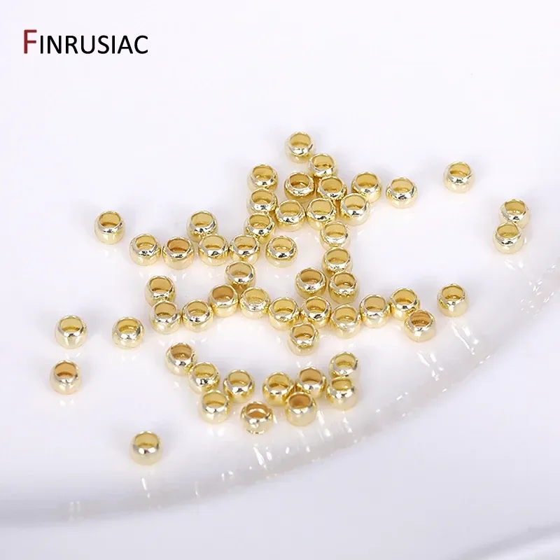 200 Teile/los 14k/18k vergoldet Quetschperlen, Messing Metall 2mm/2,5mm/3mm Stopper End Perlen für Schmuckherstellung DIY Schmuckzubehör