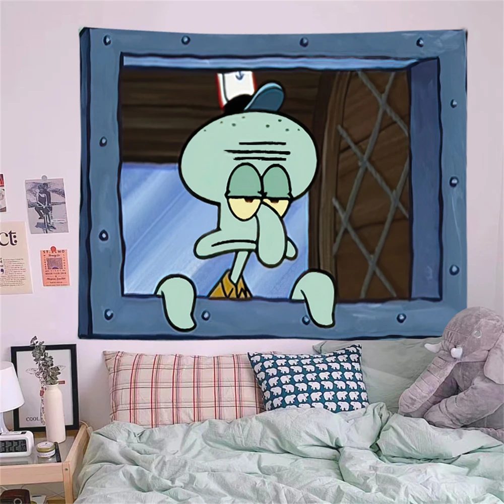SpongeBob Thaddäus Cartoon Dekoration Hintergrund Hängen Tuch Schlafzimmer Tapisserie Zimmer Dekor Festival Party Tapisserie Wand Hängen