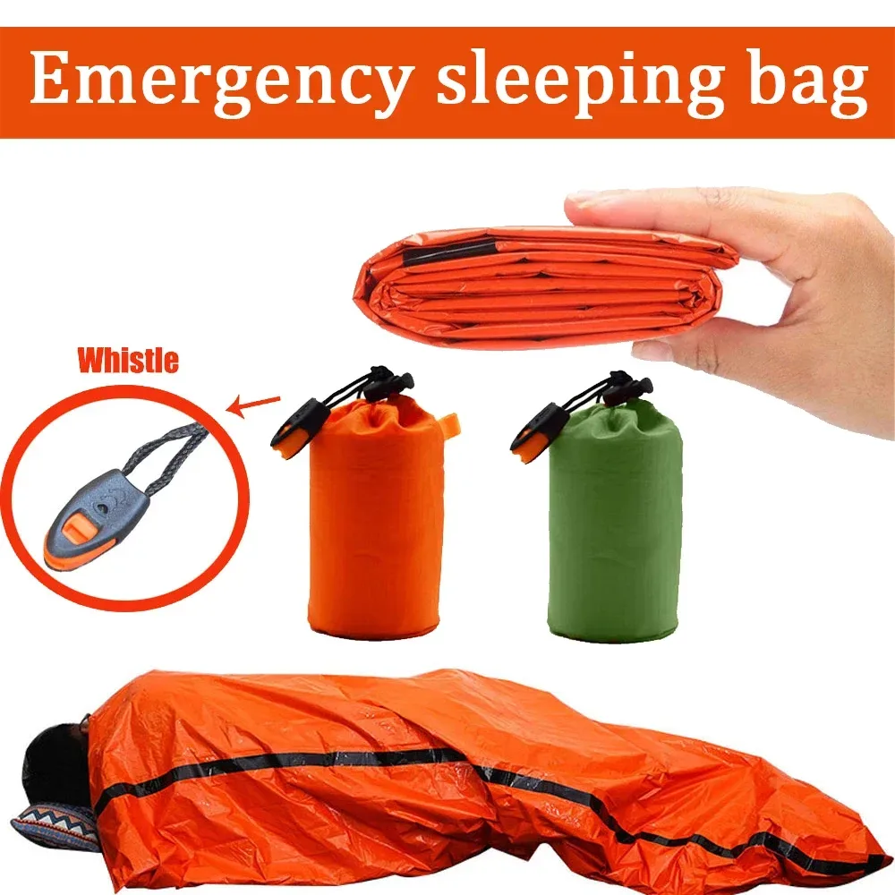 Tragbare Wasserdichte Notfall Überleben Schlafsack Outdoor Edc Camping Ausrüstung Thermische Sack Erste Hilfe Rettungs Kit Mylar Decke
