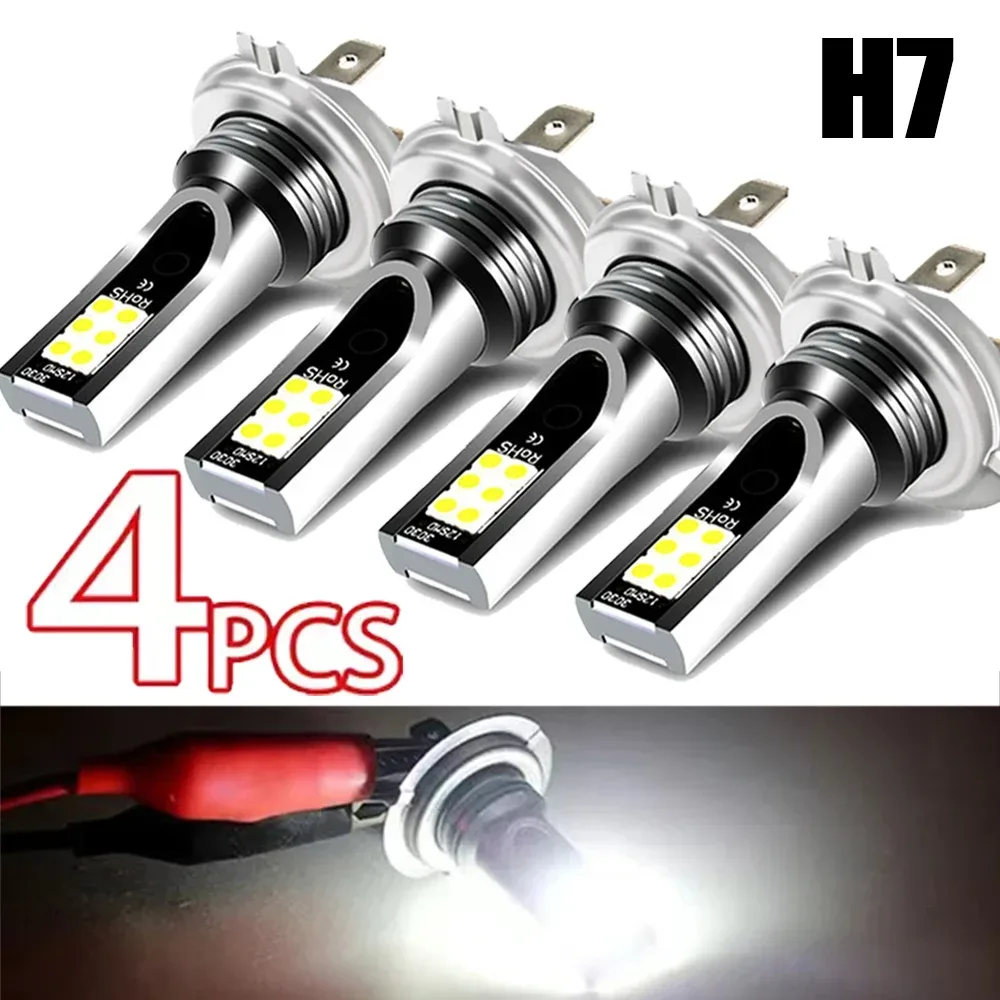 1/2/4 Stück H7 LED-Scheinwerferbirnen-Set Auto-Nebelscheinwerfer 12V 55W Hochleistungs-Auto-Nebellampe 6000K Scheinwerfer H7 Superhelle Glühbirnen