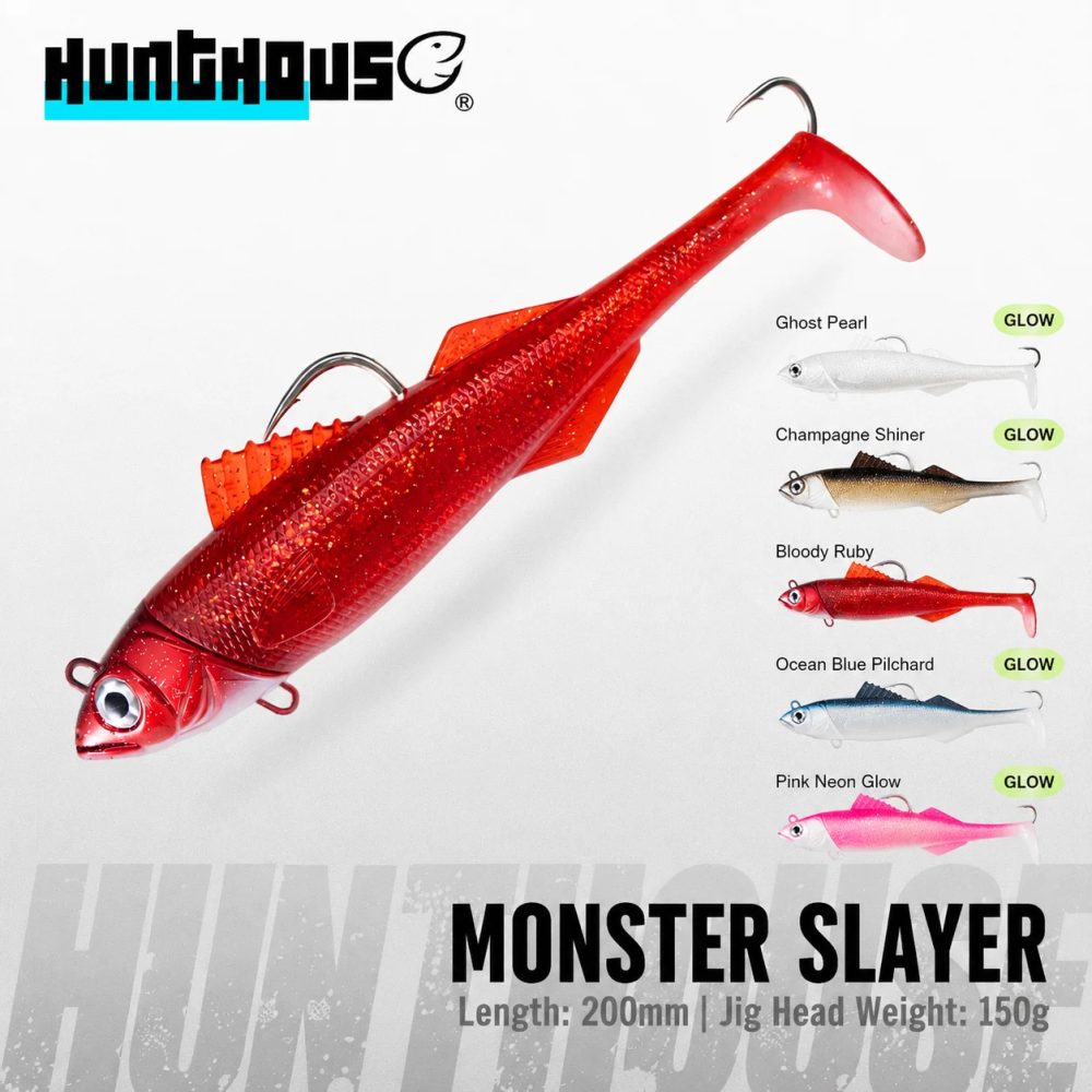 Hunthouse Monster Slayer 150g Jig Head Soft Fishing Lure 200mm Köder mit Paddle Tail und zusätzlichem Haken für Salzwasser LW218