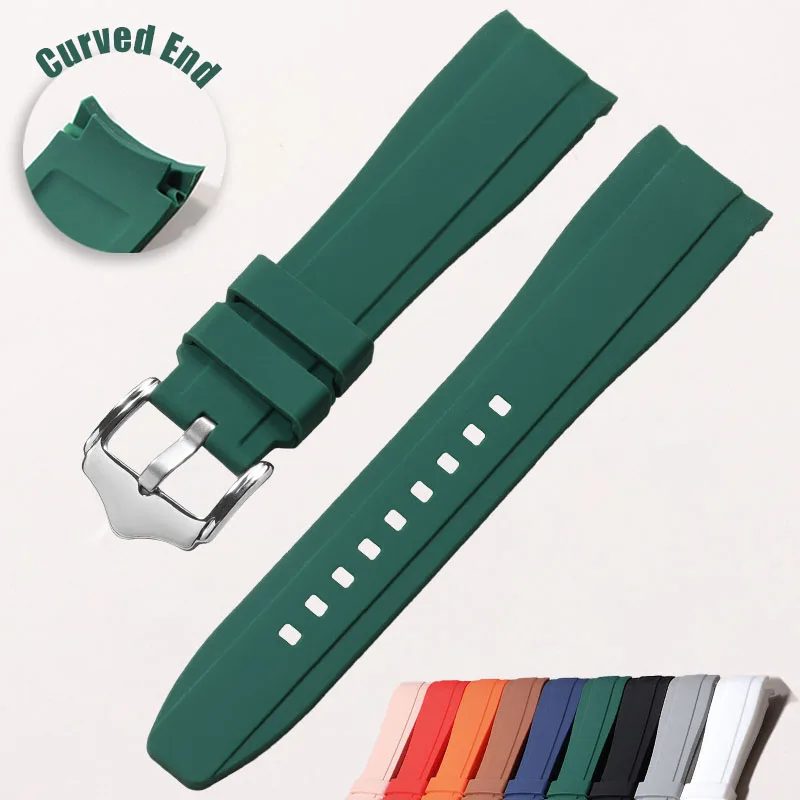 20 mm 22 mm Kautschukarmband, hochwertiges Silikon-Uhrenarmband mit gebogenem Ende für Swatch für Omega Moonswatch-Armband, wasserdichtes Armband