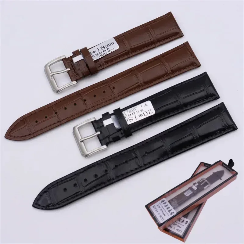 Extra langes, weiches Uhrenarmband aus echtem Kalbsleder ? verlängertes Lederarmband mit Dornschließe aus Bambusknotenmuster für Damen und Herren, 18, 20, 22 mm